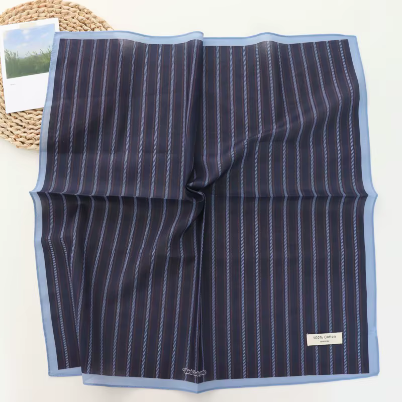 100% coton rayé frais tout-Match petite serviette carrée 2025 nouvelle mode foulard à bout fermé pou