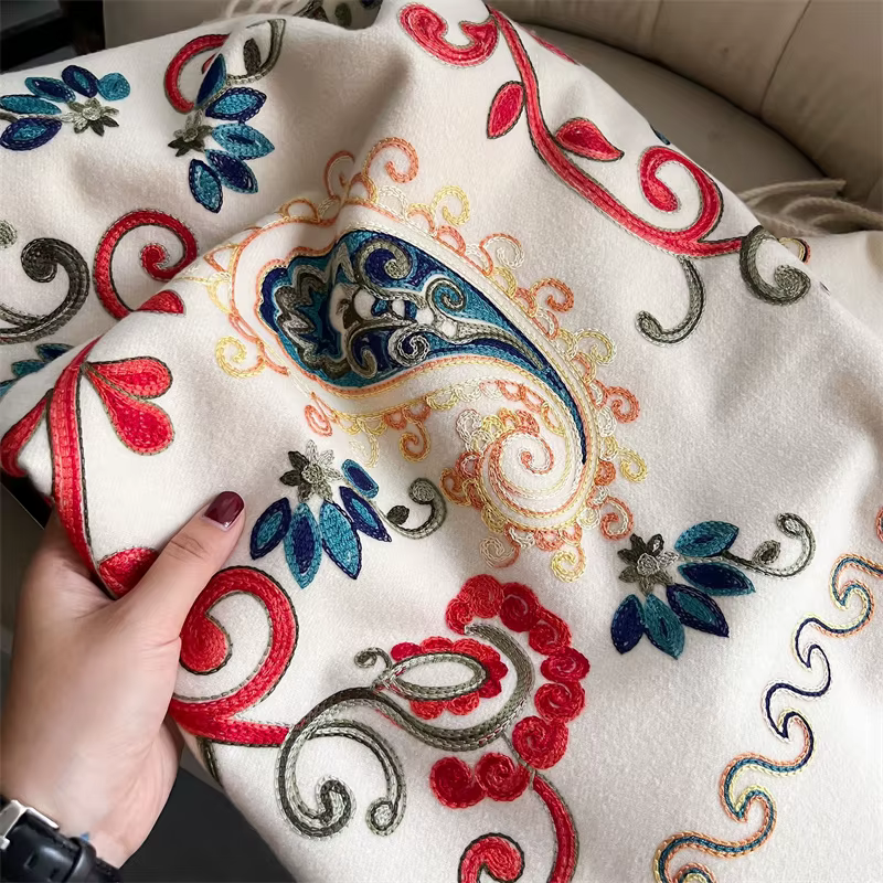 Foulard de Luxe Chaud pour Femme, Châle à Tête Ronde, Pashmina Bufanda, 2024