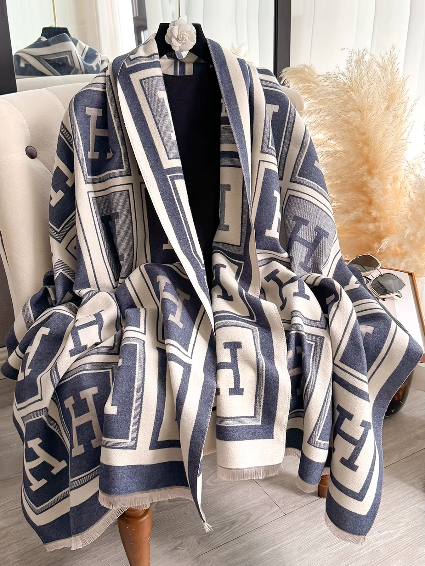 2025 écharpe en cachemire pour femmes hiver chaud châle couverture grand gland femme Poncho élégant 