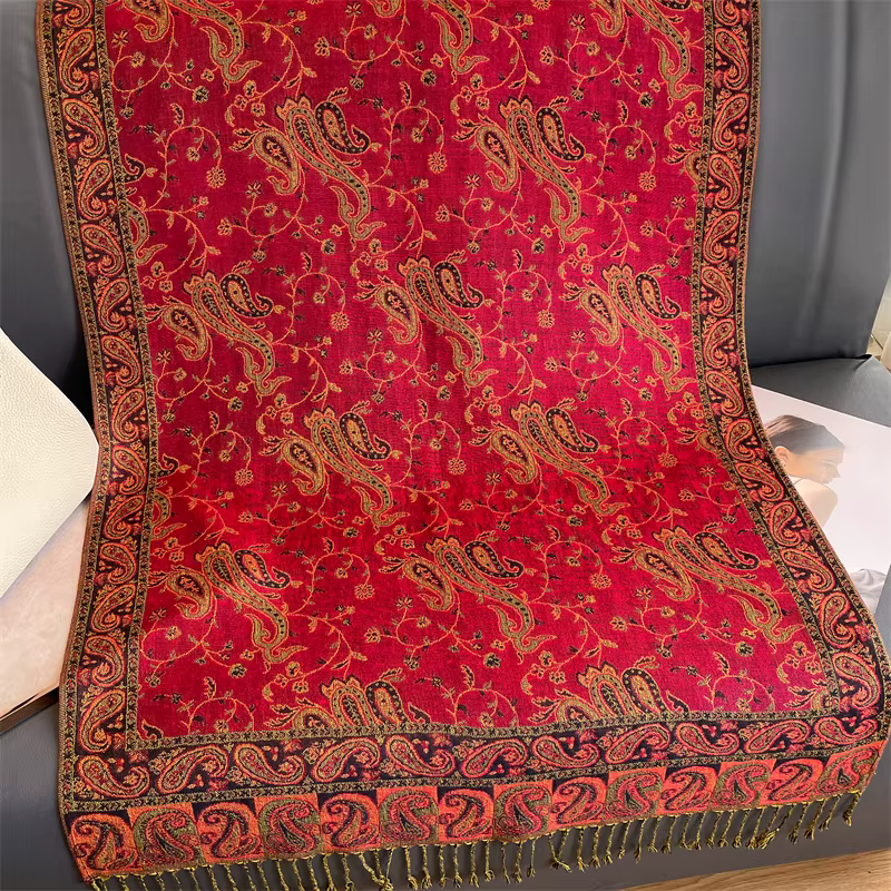 Châle Pashmina en Cachemire pour Femme, Marque de Luxe, Foulards Ronds et Chauds, Design Imprimé, Éc