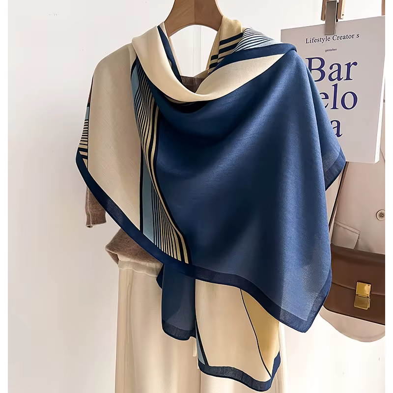 Marque de luxe écharpe laine coton châle dame Wrap grand Pashmina Hijab bandeau foulards automne hiv