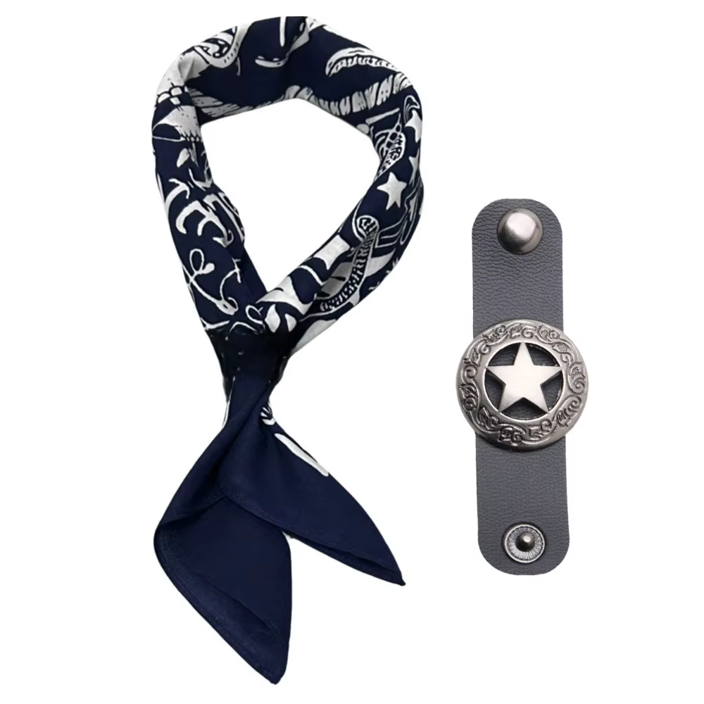 Foulard Bandana surdimensionné en coton, Style occidental, Hip Hop, avec boucle florale, pour le cou