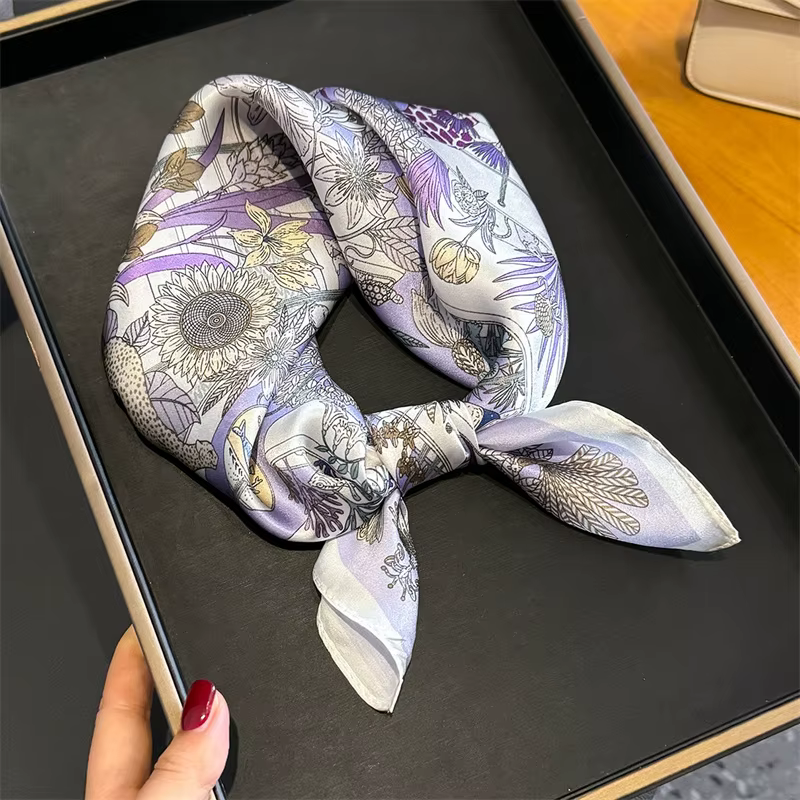 Foulard carré en soie 100% pour femmes, foulard enveloppant, Bandana en soie de mûrier, mode luxe, b