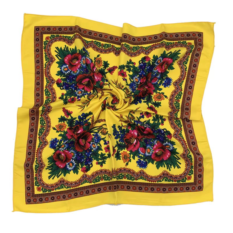 Foulard Imprimé Floral Rétro pour Femme, Bandana Carré, Châle, Bande de Sauna, Russe, National