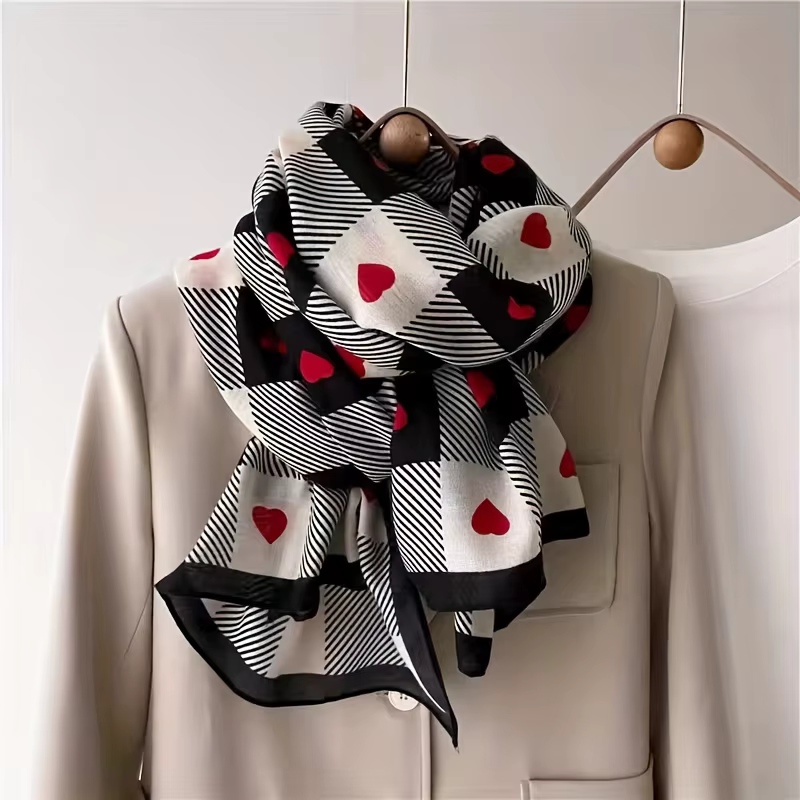 Écharpe à grille en forme de cœur d'amour, châle fin et doux et chaud, écharpe décorative de Style r