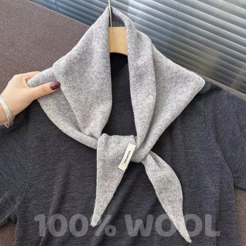 100% Laine Écharpe Tricotée Femme 2026 NOUVELLE Hiver Chaud Épaissie Douce Triangulaire Pashmina Châ