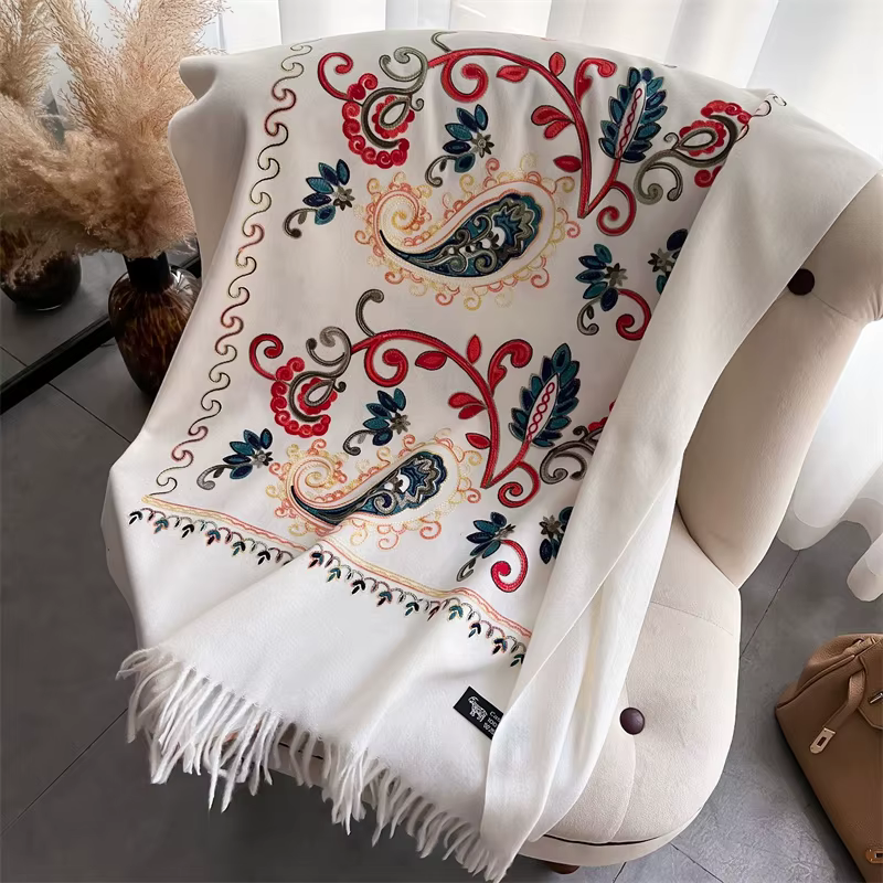 Foulard de Luxe Chaud pour Femme, Châle à Tête Ronde, Pashmina Bufanda, 2024