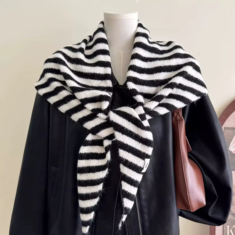 Écharpe Triangle britannique en laine rayée pour femmes, écharpe polyvalente Super confortable, conf