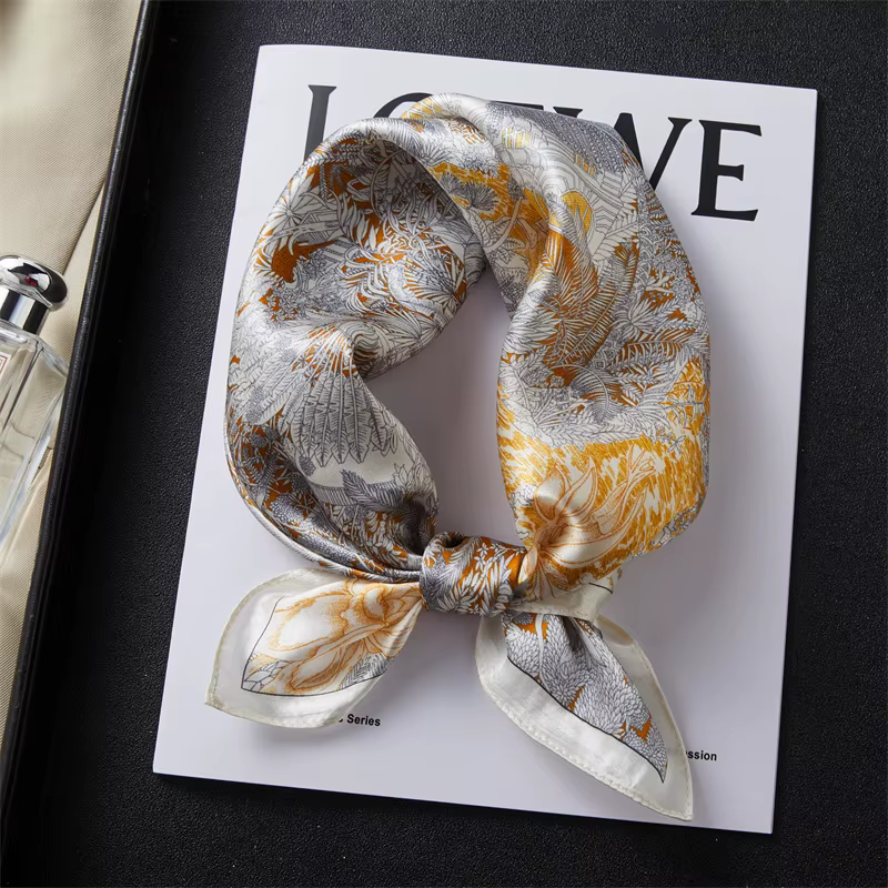 Écharpe en Soie de Mûrier 100% de l'Usine de Soie de Hangzhou pour Femme, Foulard Carré de Luxe Moti