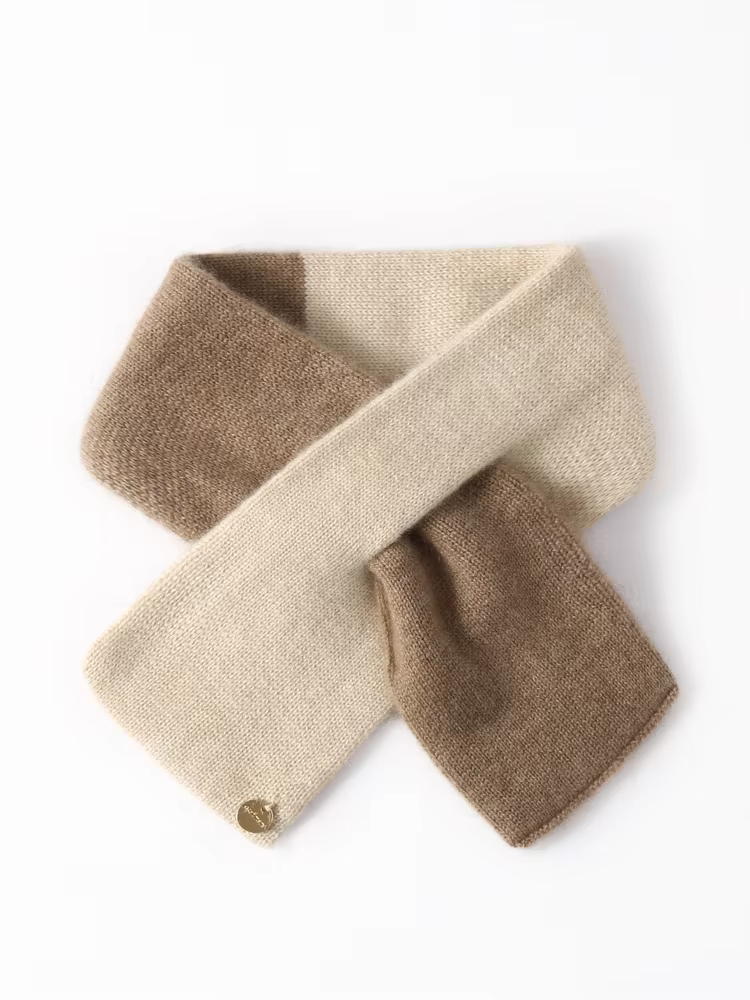 Femmes pur cachemire 2 tons tricot nœud papillon petit trou de serrure écharpe foulard chauffe-cou P