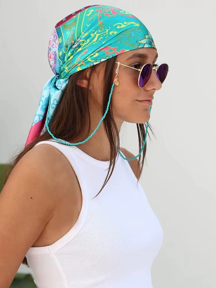 Hijabs en satin de soie 90*90cm pour femmes, foulard carré de luxe, bandana en satin, foulard doux p