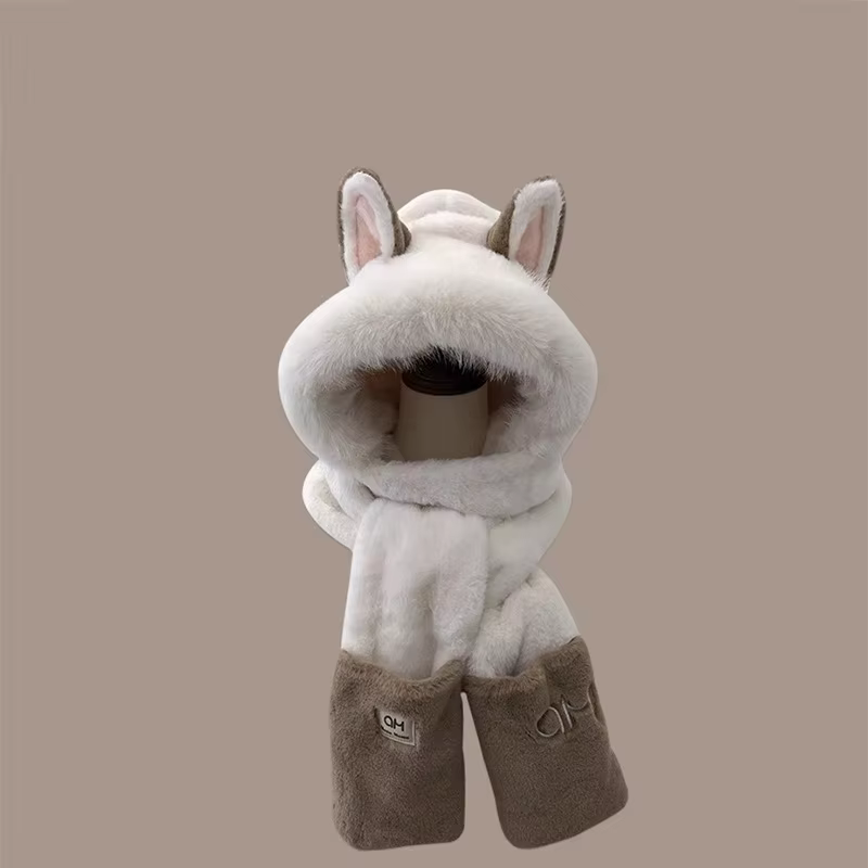 Écharpe de protection des oreilles chaude en forme de renard pour l'extérieur, chapeau en peluche un