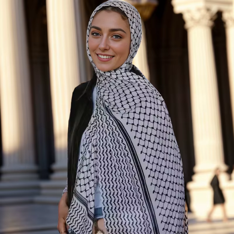 Foulard de Styles arabes pour femmes, Foulard de styliste imprimé à carreaux, Hijab doux, châles et