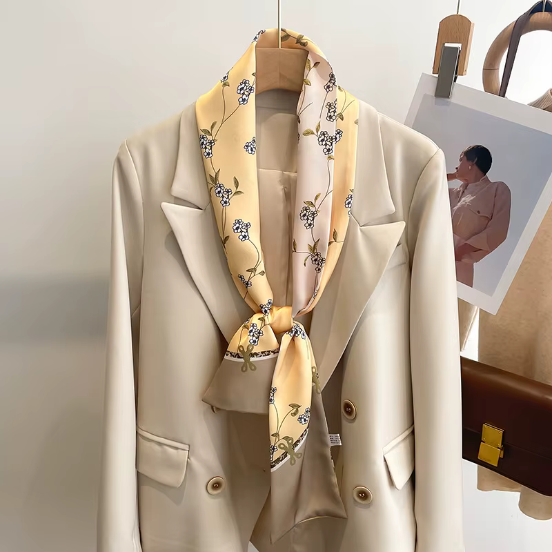 50 couleurs nouvelles femmes soie sensation imprimé Design écharpe châle mode luxe longue étroite pe