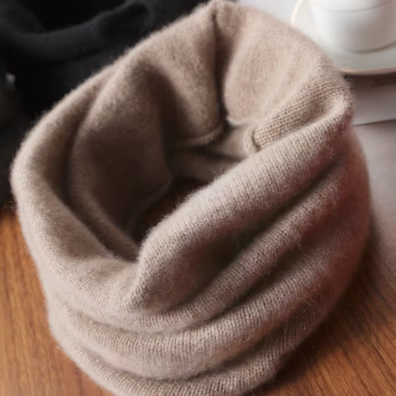 100% Pure laine tricoté anneau écharpe élégant foulard femme doux chaud cachemire faux col cou plus
