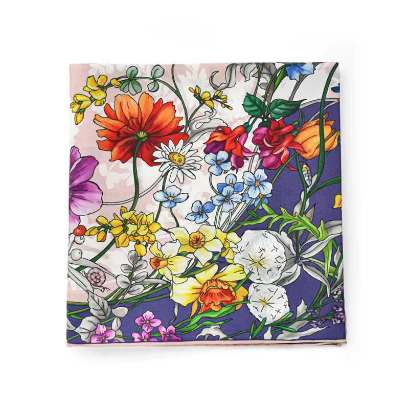 Foulards en sergé de soie bleue violette pour femmes, foulard de tête, carré, châle, hijab, printemp