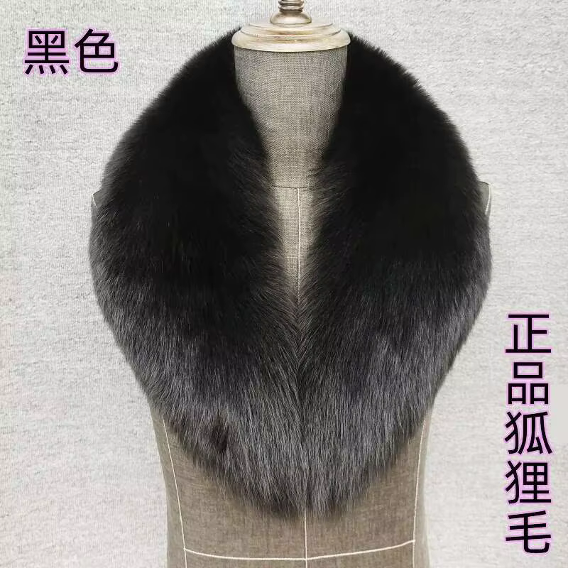 Écharpe en fourrure de renard naturelle pour manteau, veste 100%, col en vraie fourrure, grande tail