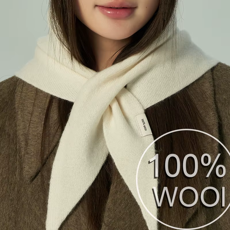 Luxe femmes 100% laine écharpe châle hiver chaud solide tricoté Triangle foulard marque de mode Band
