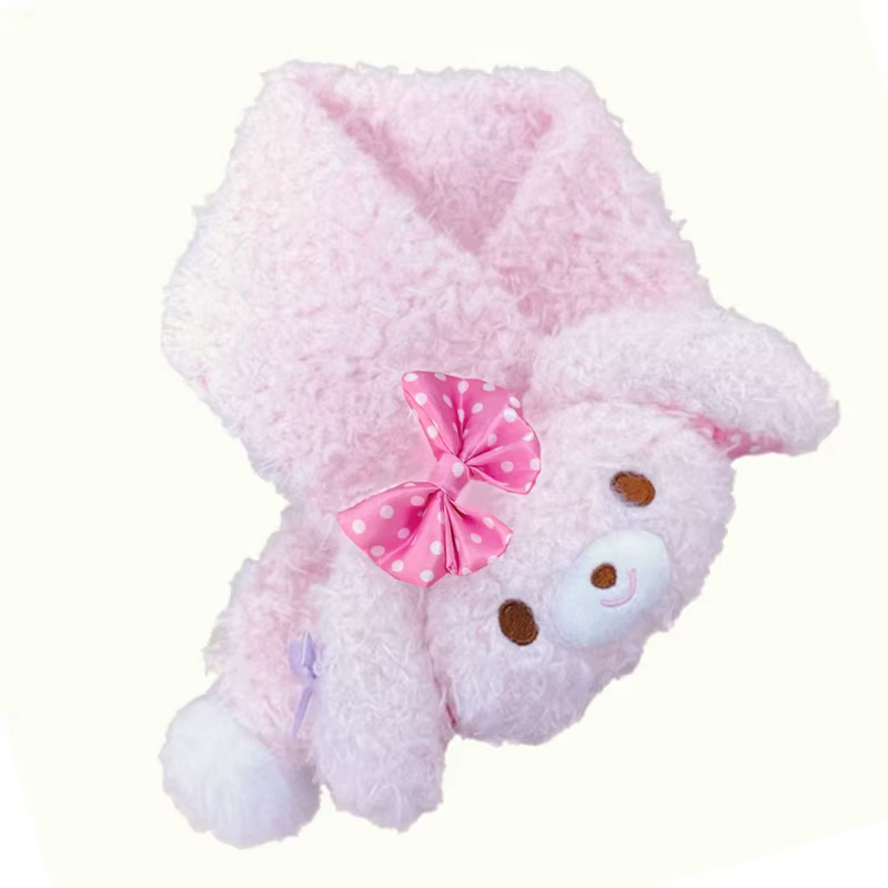 Écharpe en peluche Bonbonribbon Bunny pour femme, écharpe d'hiver rose Lolita Kawaii mignonne, cache