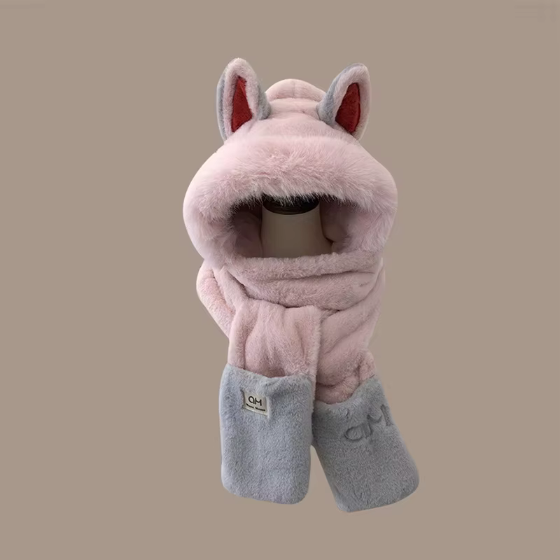 Écharpe de protection des oreilles chaude en forme de renard pour l'extérieur, chapeau en peluche un