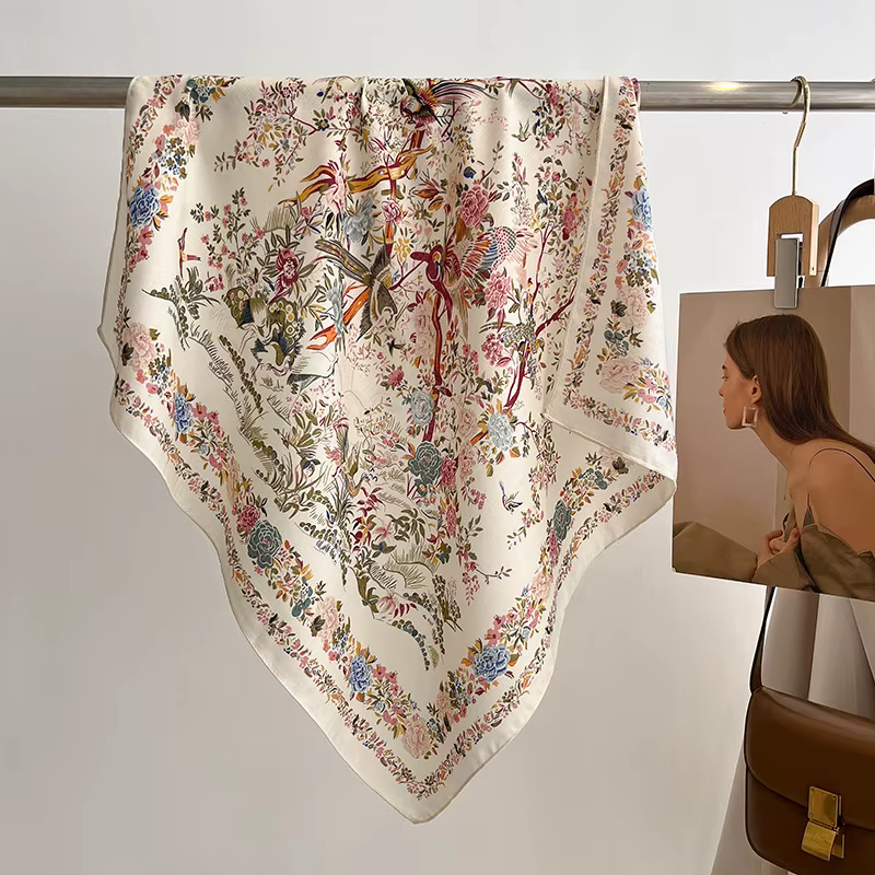 Foulard carré en pur coton pour femmes, Foulard pour cheveux, Design imprimé, Foulard de tête, à la 