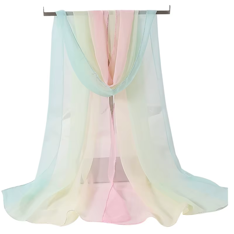 Echarpe Georgette en mousseline de soie pour femmes, châle long élégant, hijab, bandana solide, pépl
