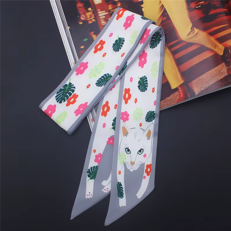 Foulard en soie fin imprimé animal 17 couleurs, nouvelle collection 2024, pour femme, marque de luxe