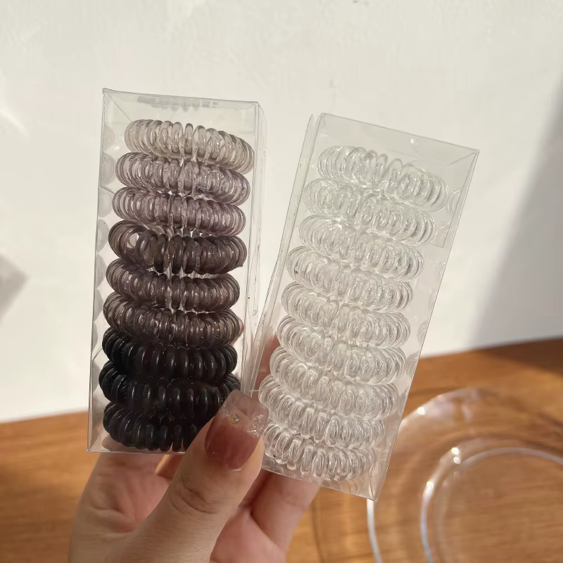 Bandes de cheveux élastiques en fil de téléphone, bandes de caoutchouc transparentes, attaches en sp