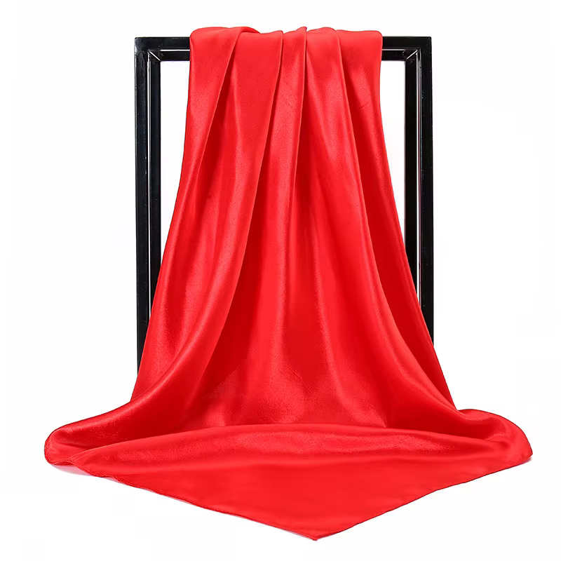 Écharpe en soie de marque de luxe pour femmes, foulard Hijab en Satin de couleur unie, pareo musulma