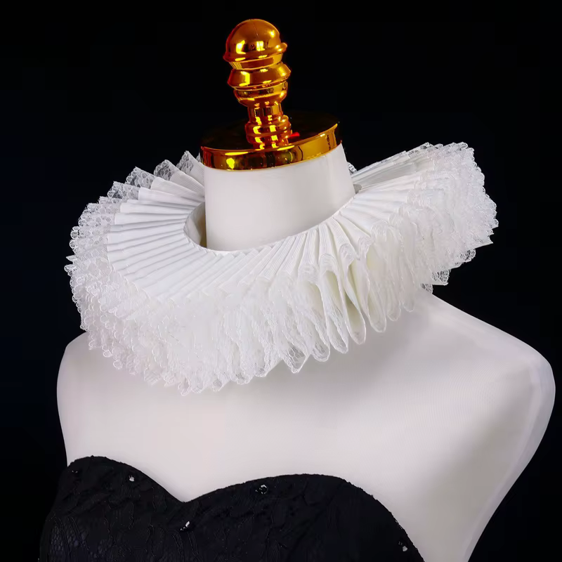 Faux col détachable et exagéré, Costume de spectacle d'opéra, col de reine en dentelle à volants de 