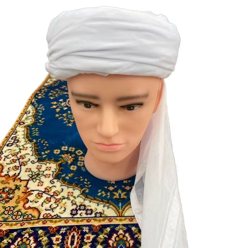 Foulard blanc musulman Hijabs pour hommes, léger, respirant, en coton doux, pour l'extérieur, Eid, R