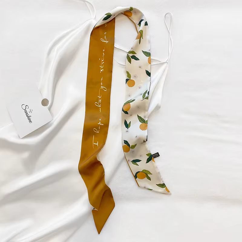 Écharpe longue et maigre pour femmes, foulard imprimé fruits, bande de sauna mignonne, écharpes injS