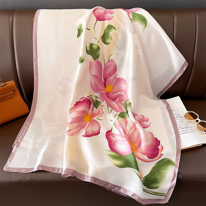Femmes 180*90 cm mode belles foulards en soie douce femme dame châle Hijab Wrap Foulard Bandanna sil