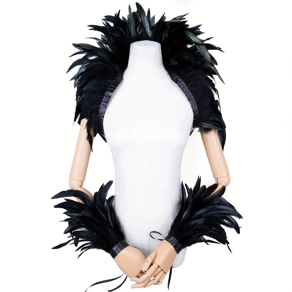 Châle élégant en plumes rouges pour femmes, pour Halloween, Punk, Cosplay, fête Y2K, Style de stylis