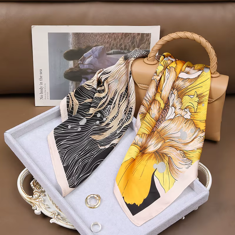 Écharpe en soie de 70 cm : élégante et tendance pour femmes, légère et polyvalente, style bandana, p