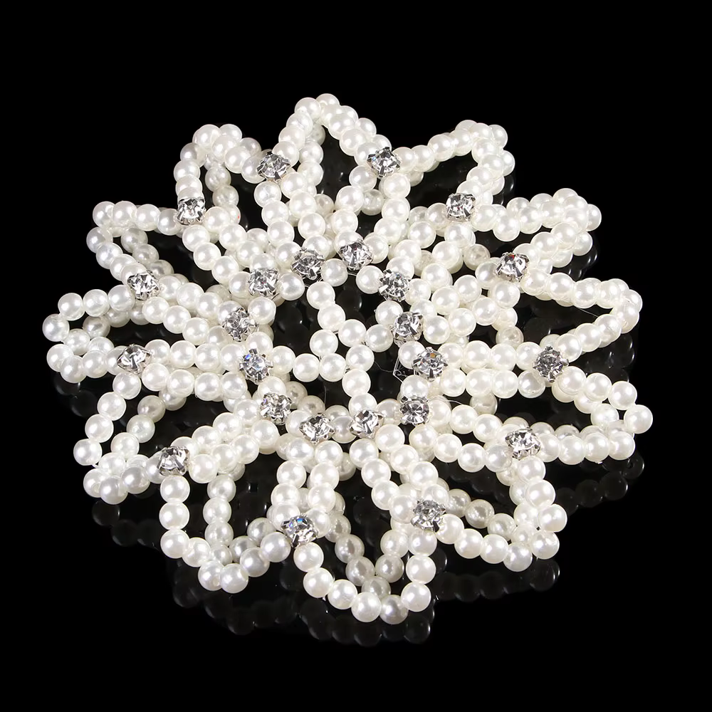 Accessoire de coiffure tendance pour femme : Snood Balle Crystal, filet à chignon perlé fait main po
