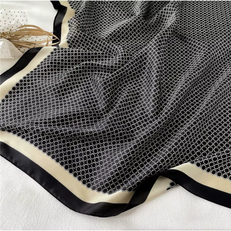 68cm Simple à pois imprimé écharpe femmes quatre saisons simulé foulards en soie mode polyvalent éch