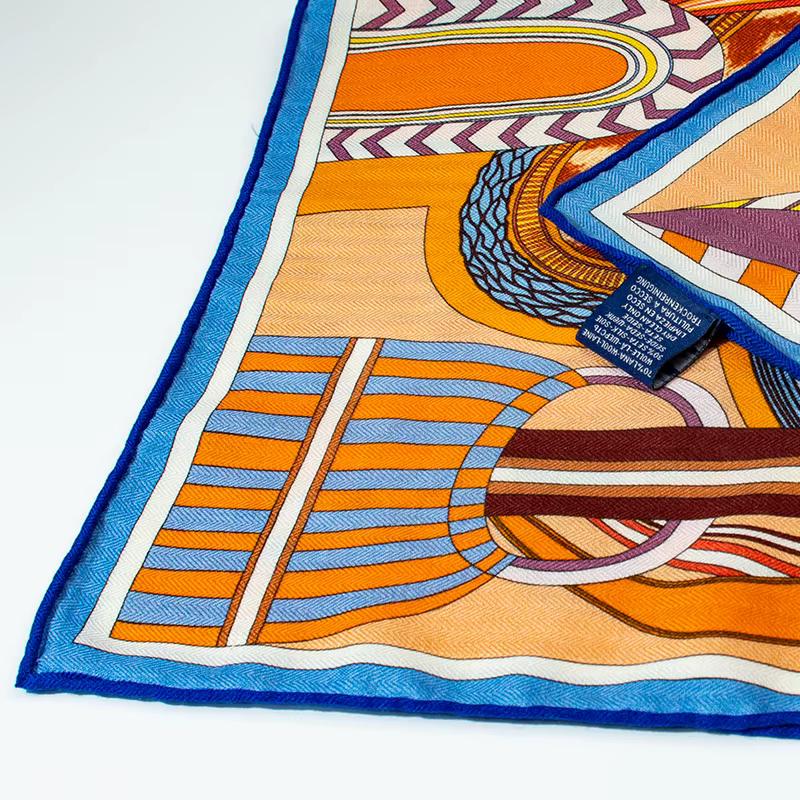 Écharpe carrée 30% soie 70% laine 65*65cm, imprimé artistique géométrique de luxe, châle chaud d'hiv