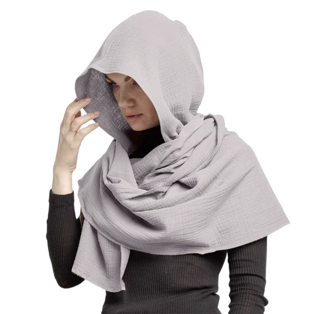 Écharpe à Capuche Multifonctionnelle en Coton et Lin Doux, Châle, Cape Solide, Utilisation à la Mode