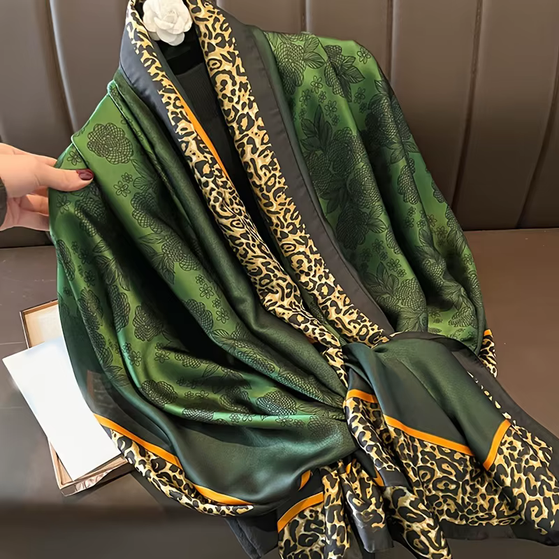 Grand foulard en Satin de soie pour femmes, 180x90cm, imprimé à la mode, Styles de printemps et d'ét