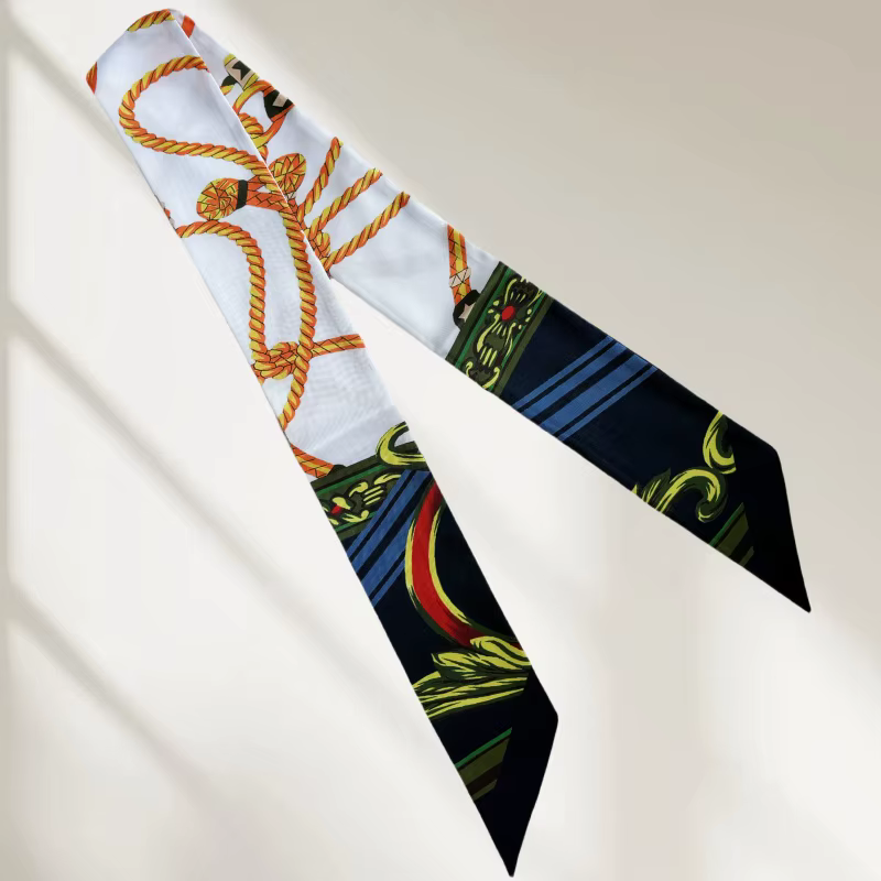 Petit foulard en soie 6x100cm pour femmes, enveloppe de cou, ruban de cheveux, cravate, poignée de s