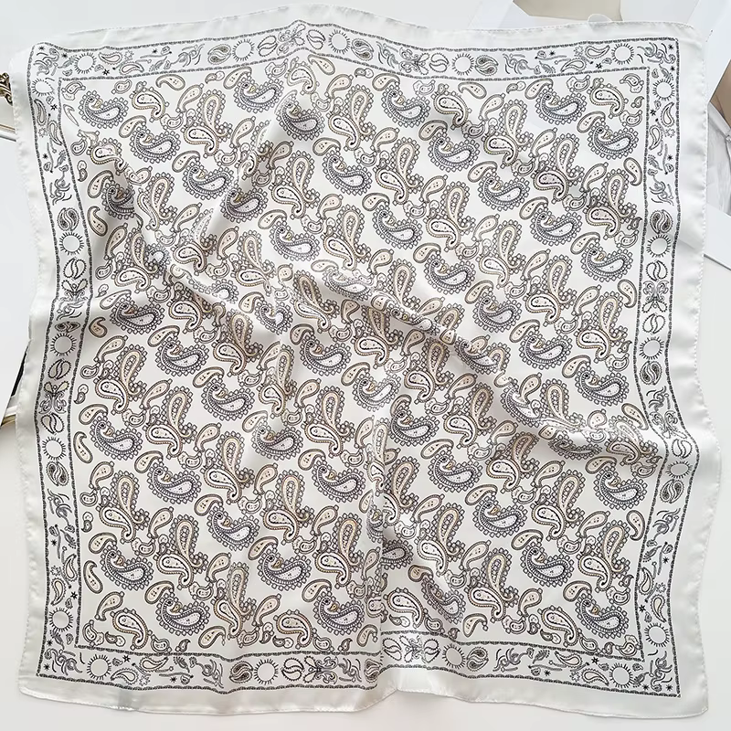 Foulard de tête pour femmes, foulard carré de luxe, Bandana, bandeau pour cheveux, tache douce, pour