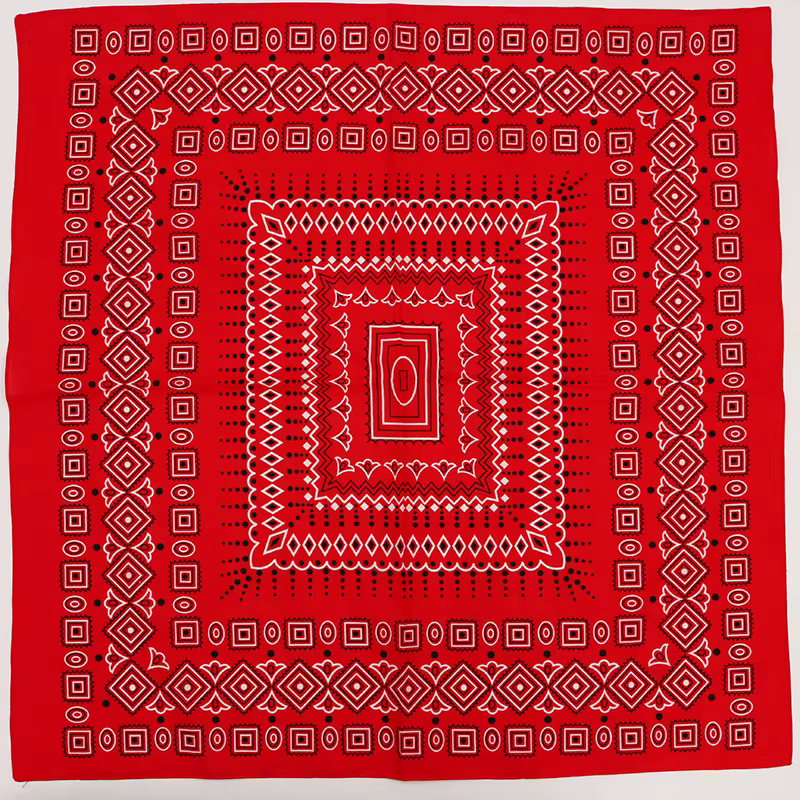 Écharpe carrée rouge à motifs géométriques, bandana en coton imprimé, vêtements de sauna, grande tai