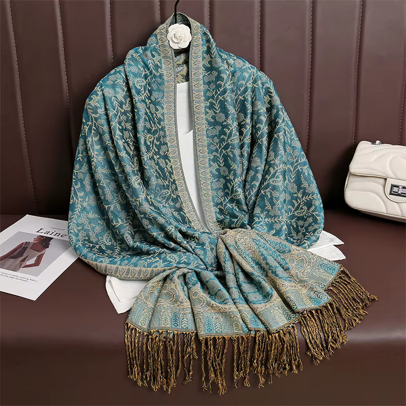 Écharpe Jacquard en Coton pour Femme, Grand Châle, Mode Élégante, Longue Impression, Écharpes Décora