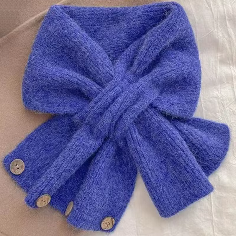 Châle de protection du cou, écharpe croisée de couleur unie, foulard tricoté, cache-cou pour femmes