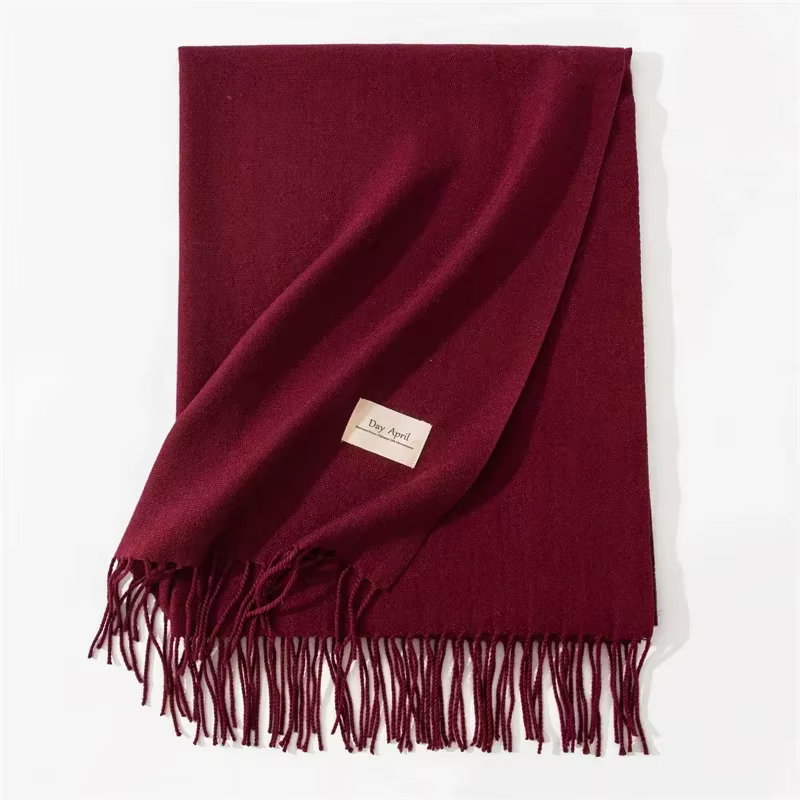Écharpe en Cachemire pour Femme, Châle Chaud, Pashmina, Couverture Imprimée Solide, Bandeau de Sauna
