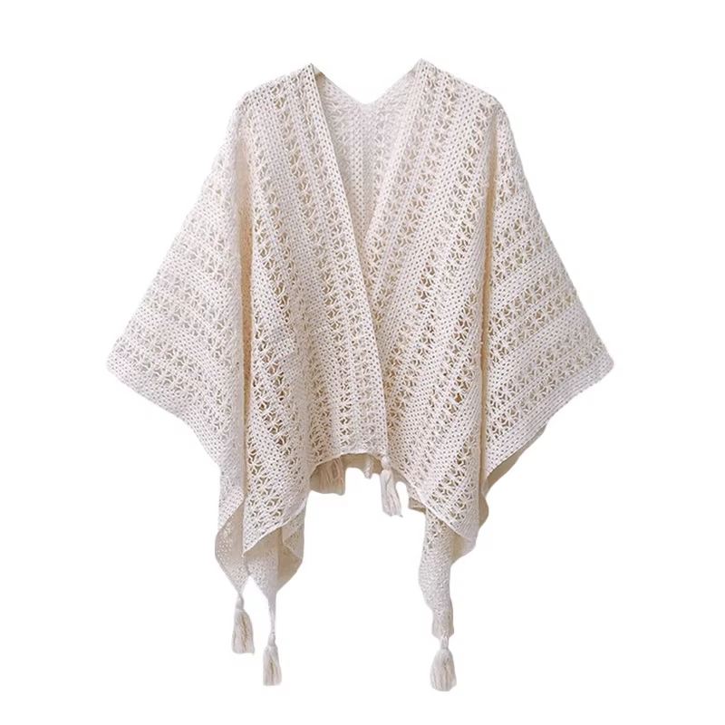 Châle fin ajouré dégradé style ethnique pour femme, grande cape décorative printemps-été
