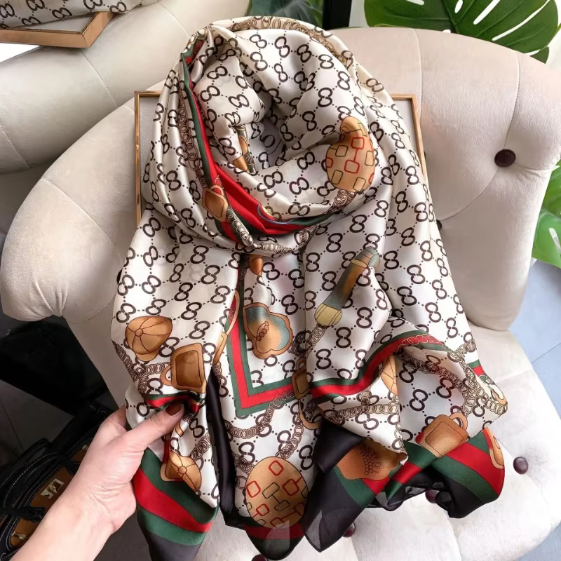 90 × 180 cm été nouvelle mode Simulation foulard en soie polyvalent mince foulards en soie de mûrier