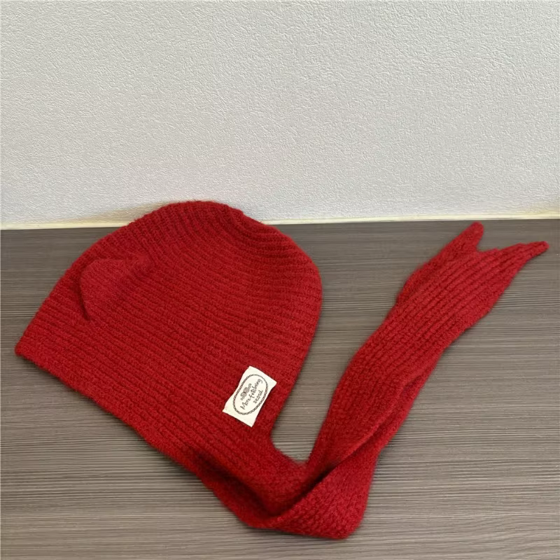 Cagoule tricotée intégrée de style coréen pour femmes, chapeaux d'automne et d'hiver, chaud et polyv
