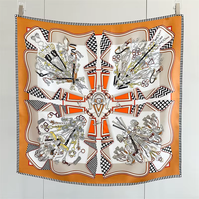 Foulard en soie douce 90CM 100% Bandanas de mûrier, accessoires de vêtements de cou de luxe de styli